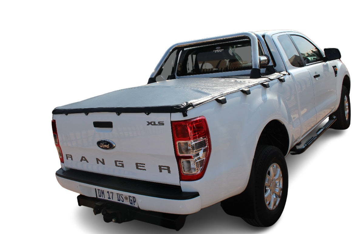 ELASTICATED TIE DOWN TONNEAU COVER Ford Ranger T6 Super cab with 150022 / Maxe roll bar