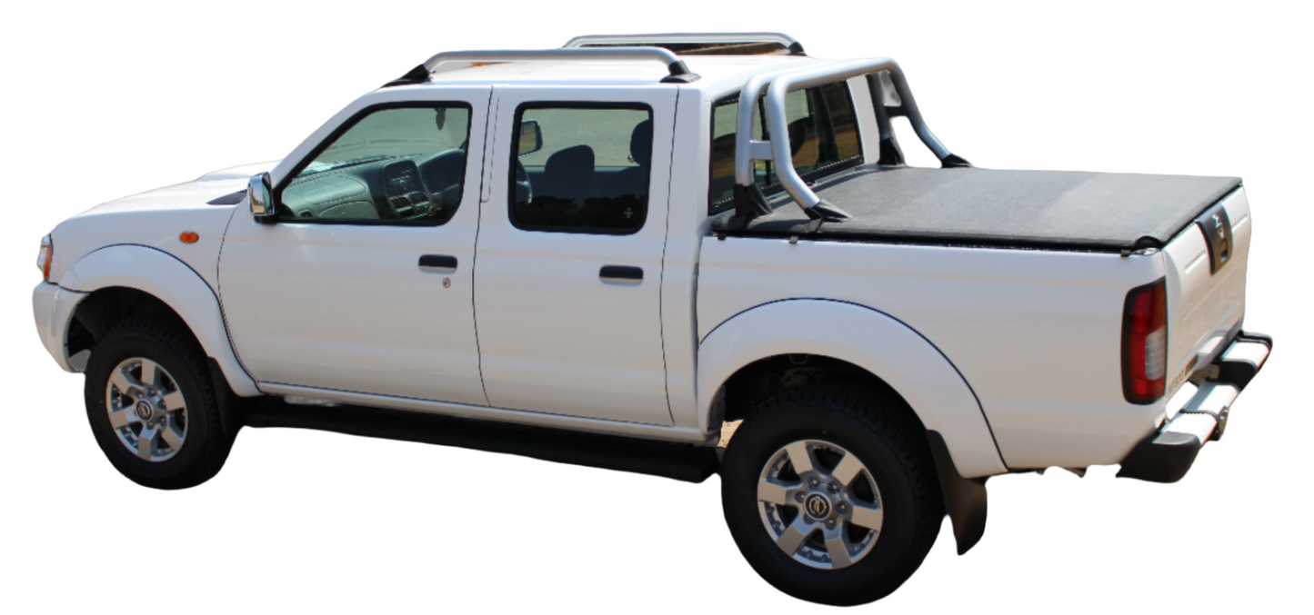 ALUMINIUM FRAME CLIP IN TONNEAU COVER Nissan Hardbody Double Cab with OE roll bar