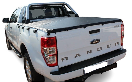 ELASTICATED TIE DOWN TONNEAU COVER Ford Ranger T6 Super cab with 150022 / Maxe roll bar