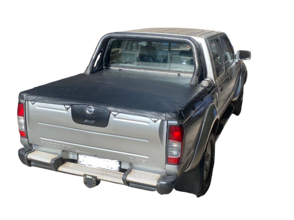 ELASTICATED TIE DOWN TONNEAU COVER Nissan Hardbody Double Cab Standard OE roll bar