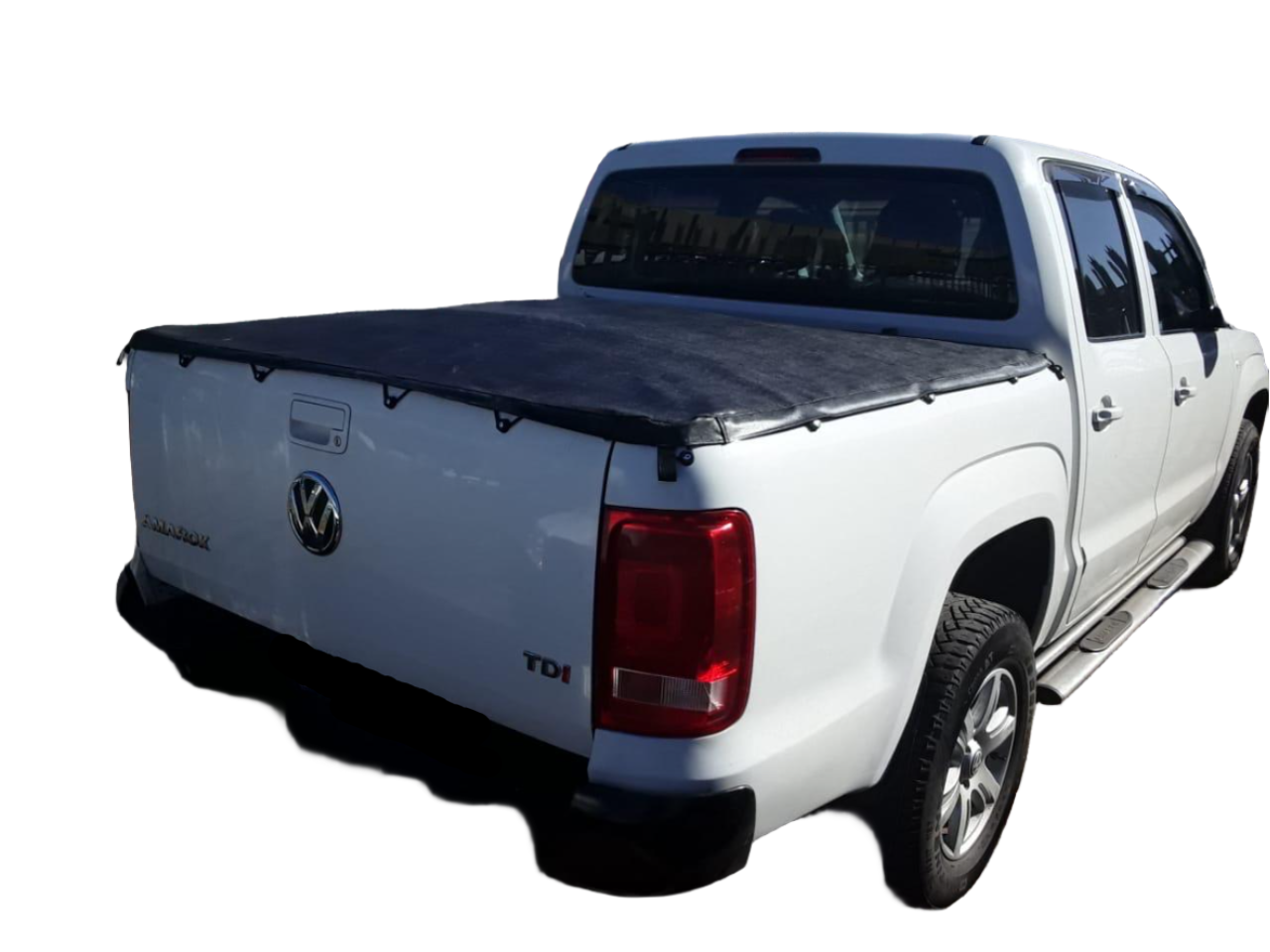 ELASTICATED TIE DOWN TONNEAU COVER Volkswagen Amarok Double Cab Plain no roll bar