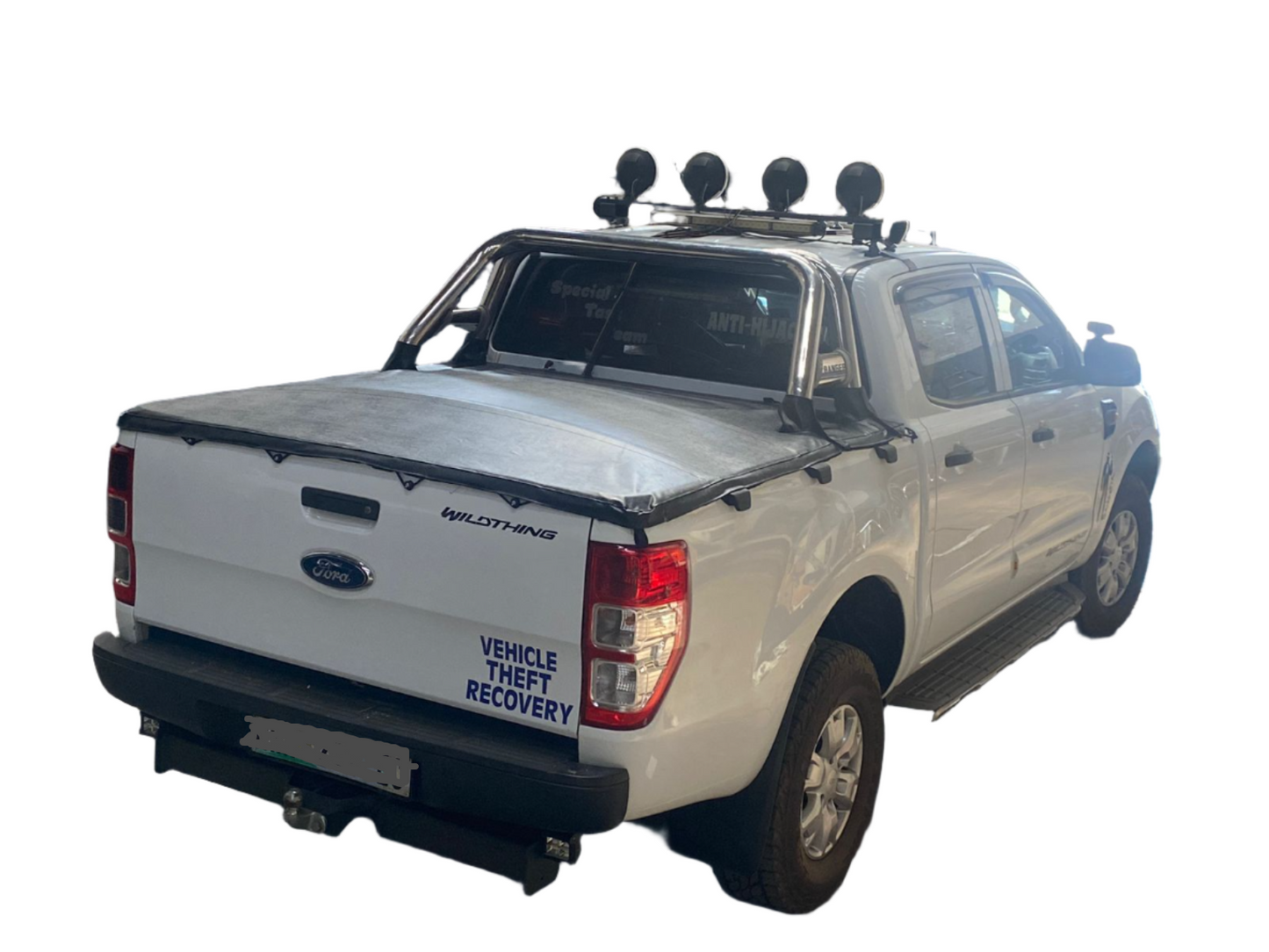 ELASTICATED TIE DOWN TONNEAU COVER Ford Ranger double cab with 150022 / Maxe roll bar